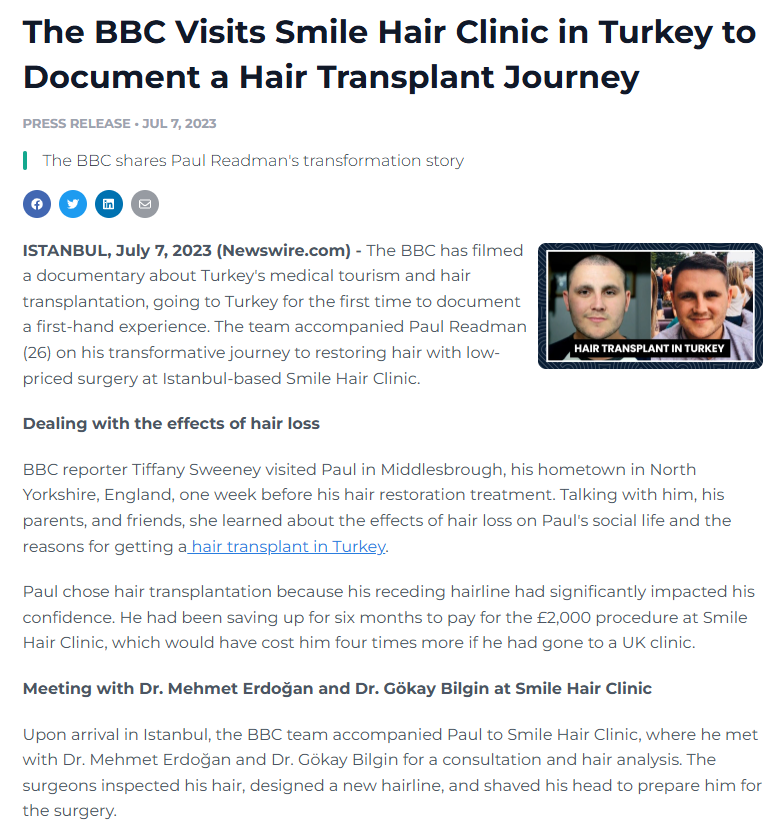 Newswire: the BBC visits Smile Hair Clinic
