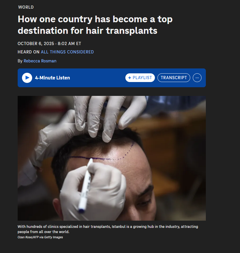 NPR report recorded at Smile Hair Clinic in Istanbul