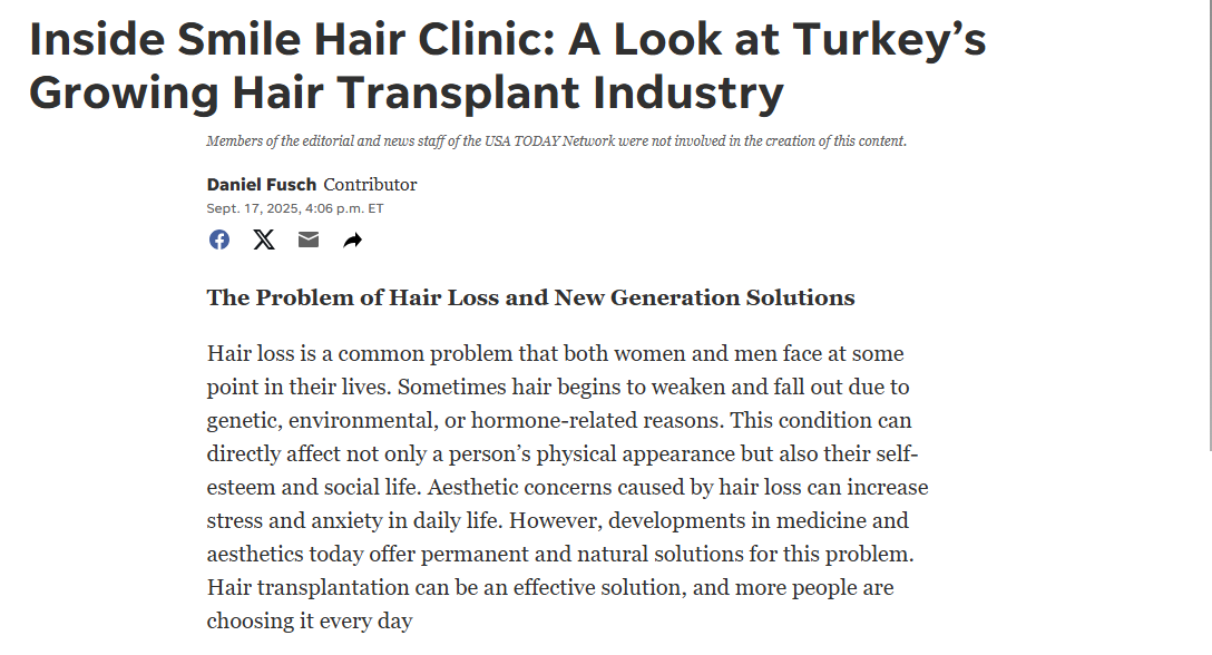 USA Today feature on Smile Hair Clinic